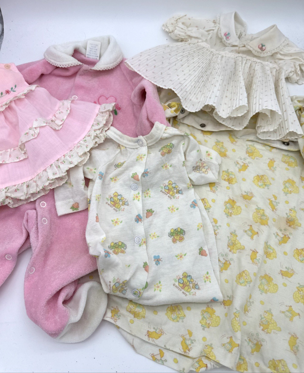 Lot Of 5 Vintage Baby Girl Clothes Dress Rompers Super Cute